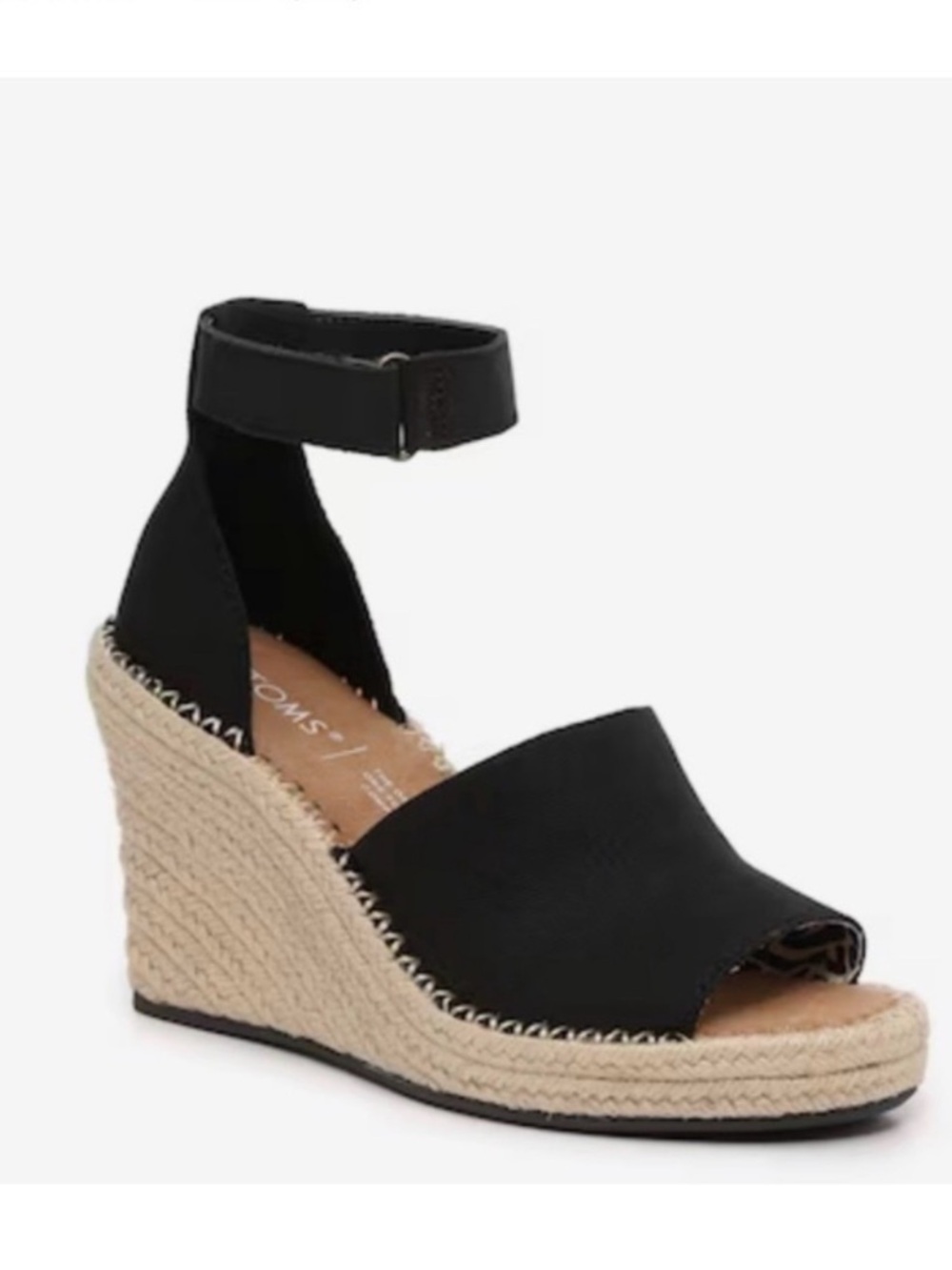 TOMS Marisol Black Canvas Espadrille Wedge Sandal - Size 7💜
